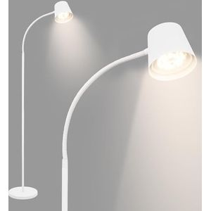 BRILONER - LED vloerlamp draadloos met touch, traploos dimbaar, oplaadbare batterij & lichtbron verwisselbaar, oplaadbare vloerlamp, 126,5 cm hoog, wit