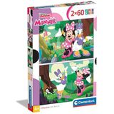 Clementoni - Disney Minnie Supercolor Minnie 2x60 (bevat 2 60 delen) kinderen 4 jaar, puzzel cartoons, Made in Italy, meerkleurig, 24815