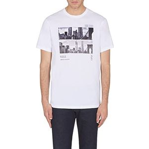 Armani Exchange Heren Front City Print T-shirt, wit, L
