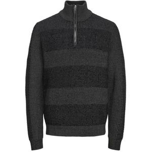 JACK&JONES PLUS Jjhugo gebreide trui met halve rits voor heren, Zwart, 3XL grote maten