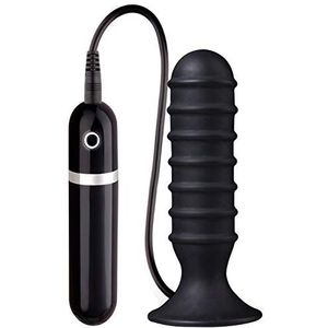 Nanma Analplug met vibrator, met zuignap, siliconen, 13 cm, zwart