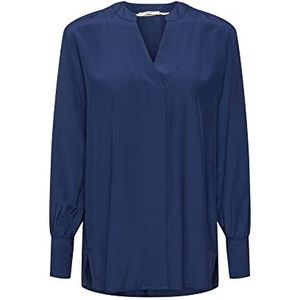 ESPRIT Blouse met V-hals, Lenzing EcoVero, 400/marineblauw, 32