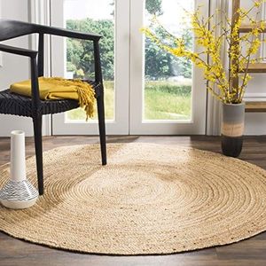 SAFAVIEH Natuurvezeltapijt voor woonkamer, eetkamer, slaapkamer - natuurlijke vezelcollectie, korte pool, natuur, 122 x 122 cm