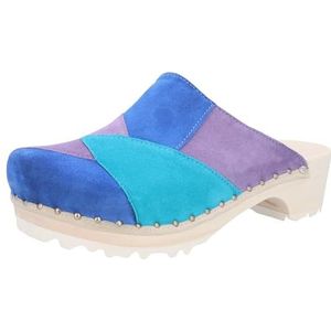 Berkemann Dames patch-Toeffler houten schoen, blauw/paars multicolor, 42 2/3 EU, blauw, paars, multicolor, 42.50 EU