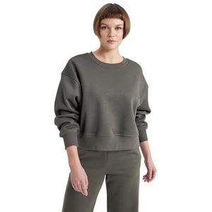 DeFacto Dames Relax Fit Crew Neck B8568ax Sweatshirt, Khaki, S, Kaki, S
