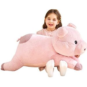 IKASA Pluche varken, reuzendier, speelgoed, groot varkensvlees, schattig, pluizig, groot, zacht, grote dieren, schattig, cadeaus voor kinderen, meisjes en jongens, 78 cm, roze