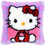 Vervaco knoopkussenverpakking Hello Kitty knopenverpakking om zelf een tapijt, stramin, wit, 40 x 40 x 0,3 cm