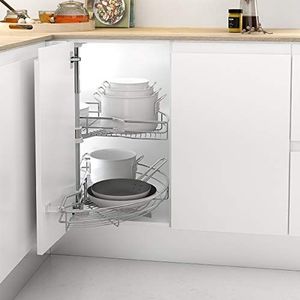 Menage Confort SEMICIRCULAR 180° hoekplank voor keuken, metaal, brede deur 500 mm/hoog product 630-730 mm