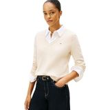Tommy Hilfiger - SOFT WOOL V-NK SWEATER - Heather Oatmilk - Gebreide Trui