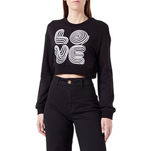 Love Moschino Dames cropped fit lange mouwen ronde hals sweatshirt, zwart, 40, zwart, 40