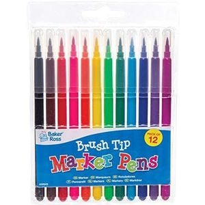 Baker Ross Viltstiften met penseelpunt (12 stuks) – verschillende kleurpotloden met lange, fijne penseelpunten – ideaal voor tekenen, inkleuren en markeren