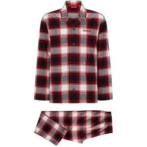 HUGO Heren Soft Check pyjama van geruit katoen-flanel met branding, Open pink693, XXL