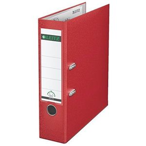 Leitz 180° Ordner, Capaciteit van 600 Vellen A4 Papier, Rugbreedte van 80 Millimeter, Uniek Gepatenteerd 180° Mechanisme, Duimgat, Verwisselbaar Etiket, PP, Rood, 10105025