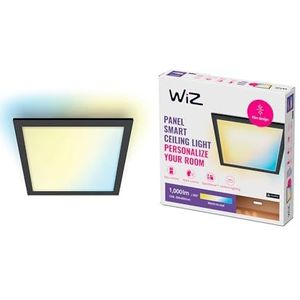 WiZ Plafondlamp Vierkant - Warm- tot Koelwit Licht - Slimme LED Verlichting - 12W - Zwart