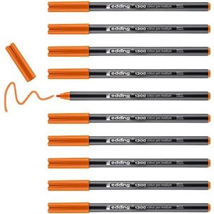 edding 1300 viltstift medium - oranje - 10 stiften - ronde punt 2 mm - viltstift om te tekenen en schrijven - viltstift voor school, mandala's, bullet journals