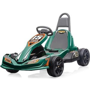 FEBER GO Kart 12 V, Formule 1-kinderauto, groen, sportstijl, met 2 versnellingen en snelheid tussen 3 en 5 km/u, veilig voor jongens en meisjes van 3 tot 5 jaar, beroemd (FEN15000)