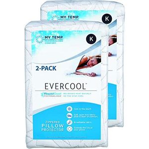 Aller-Ease Evercool Koelkussensloop, Standaard/Queen-2 Pack, 58% Polyester 40% PE, Wit