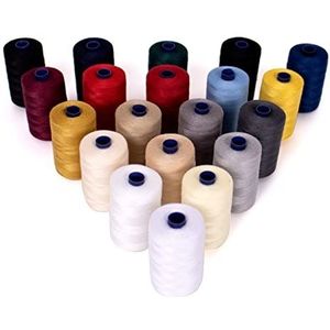 Hemline Naaigaren Pack, 20 x 1000 m rollen, 100% polyester, 40/2, Hand naaigaren, Machine naaigaren, Quiltdraad, 20 kleuren, N4124.PK20