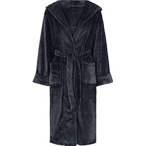 DECOY lange badjas met capuchon, Donkerblauw, XXL