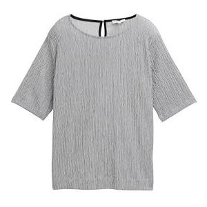 TOM TAILOR T-shirt voor dames, 38001 - Deep Black Offwhite Structuur, XL