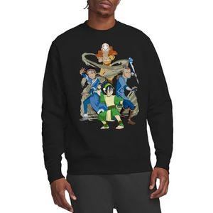 Avatar The Last Airbender Team Avatar Elements Crew Sweatshirt, Zwart, X-Large, Zwart, XL