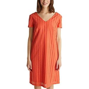 ESPRIT Jurk met borduurwerk, 100% katoen, 645/koraal, 38