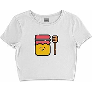 Bona Basics, Digitale print, basic T-shirt voor dames, 100% katoen, wit, casual, bovenstuk voor dames, maat: S, Wit, S courte