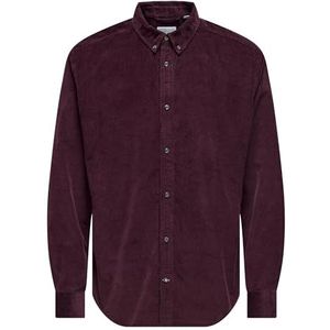 Only & Sons - ONSMICHAEL - Overhemd - Wijnrood - Lange Mouw - Regular Fit