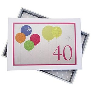 Wit Katoen Kaarten 40e Verjaardag, Mini Foto Album, Neon Glitter Ballonnen