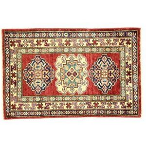 Eden kunststof kazak super tapijt met de hand geknoopt, wol, meerkleurig, 63 x 86 cm