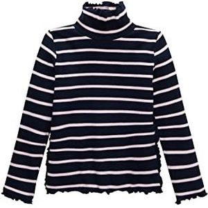 TOM TAILOR Meisjes Kindershirt met lange mouwen en opstaande 1033212, 30107 - Navy Offwhite Pink Stripe, 92-98