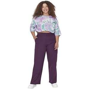 Trendyol Dames rechte plus size broek, Damson kleur, 44, Damson Kleur, 70