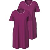 gs1 data protected company 4069787000005 Dames Bigshirts, set van 2, ronde hals/V-hals, halflange mouwen, fuchsia roze, 42, Fuchsia pink., 42