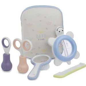 Bebeconfort Set met Babytoiletartikelen, Inclusief Haarborstel voor Baby's, Babykam met Babyspiegel, Nagelknipper voor Baby's, Babyschaar en Babybadthermometer, 0m+, Paper Boats