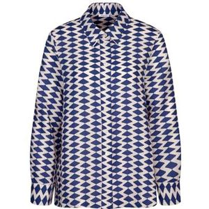 Seidensticker Hemdblouse voor dames, modieuze blouse, regular fit, hemdblousekraag, lange mouwen, 100% linnen, inktblauw, 46