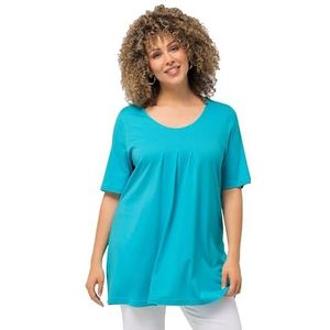 Ulla Popken Dames, sierplooien, A-lijn, ronde hals, halve mouw, modal T-shirt, Theodore River (reserve kleur), 50/52