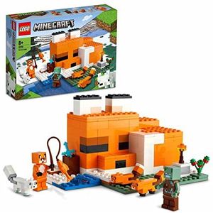 LEGO 21178 Minecraft De Vossenhut Set met Verdronken Zombie en Dierenfiguren, Speelgoed voor Jongens en Meisjes, Origineel Verjaardagscadeau