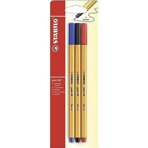 Fineliner - STABILO point 88 - 3 stuks - rood, blauw, zwart