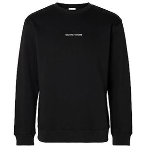 SELECTED HOMME Sweatshirt voor heren, geborduurd, Black 1, XL