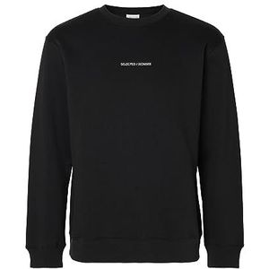 SELECTED HOMME Heren sweatshirt geborduurd, zwart, L