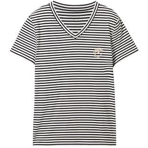 TOM TAILOR T-shirt voor dames, 35348 - Black Offwhite Stripe, M