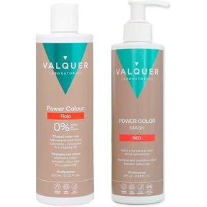 Valquer Pack Power Color Haarverf, rode shampoo 400 ml + masker 275 ml, tijdelijke haarkleur