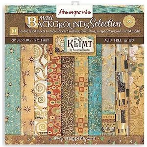 Stamperia SBBL101 Scrapbooking Pad 10 vellen cm 30,5x30,5 (12""x12"") Maxi Background Selection Klimt, papier, meerkleurig, 30,5 x 30,5 (12"" x 12"")