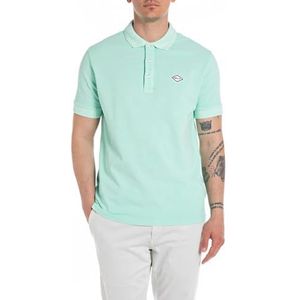Replay Poloshirt voor heren, korte mouwen, regular fit, 584 Caribe Turquoise, XL