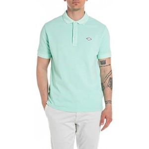 Replay Poloshirt voor heren, korte mouwen, regular fit, 584 Caribe Turquoise, XL