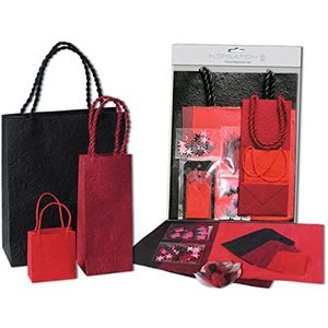 Ursus 51280005 - Geschenktassenset rood, 3 zakjes met 3 vellen papier, labels, enveloppen en decoratie-accessoires, voor creatief ontwerpen