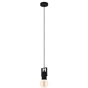 EGLO Hanglamp Calari, minimalistische pendellamp eettafel, lamp hangend voor woonkamer en eetkamer, eettafellamp van zwart metaal, E27 fitting