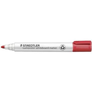 STAEDTLER Whiteboard marker Lumocolor, rood, droog en zonder resten afwasbaar, ronde punt ca. 2 mm lijnbreedte, hoge kwaliteit, Made in Germany, 10 rode markers, 351-2