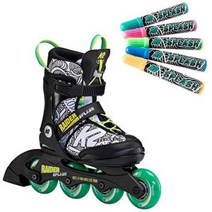 K2 Inline Skates RAIDER SPLASH voor jongens met K2 softboot, zwart - groen - splash, 30F0116