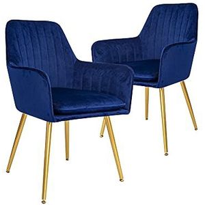 CangLong Eetkamerstoelen, metaal, marineblauw, set van 2